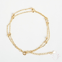 Pulseira Dupla Bolinha banhado em ouro 18k - comprar online