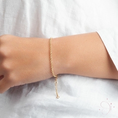 Pulseira Elo Português 20cm com extensor banhado em ouro 18k