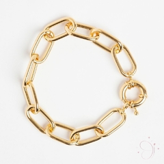 Pulseira Elo Liso Fecho Boia 19cm banhado em ouro 18k - comprar online