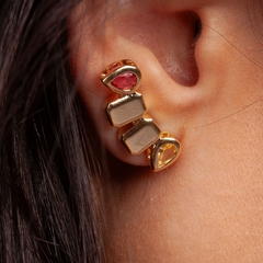 Brinco Ear Cuff Quadrados e Gotas banhado em ouro 18k na internet