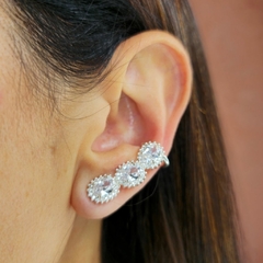 Brinco Ear Cuff Três Zircônias Cristais banhado em Prata - comprar online