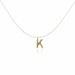 Colar Letra K Dourado Silicone folheado em ouro 18k