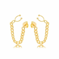 Brinco Earline Corrente Lisa folheado em ouro 18k