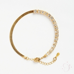 Pulseira Fita Riviera Cristal banhado em ouro 18k - comprar online