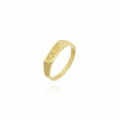 Anel ABC Chapa Quadrada folheado em ouro 18k