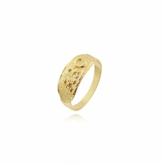 Anel ABC Detalhado folheado em ouro 18k