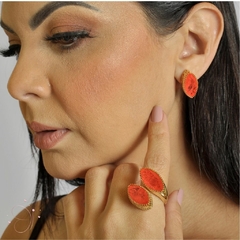 Brinco Gota Coral banhado em ouro 18k - comprar online