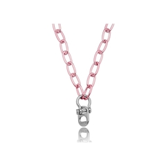 Colar Elo Pingente Lacre Pink Italian