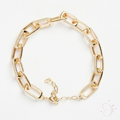 Pulseira Retangular Cravejado Cristal banhado em ouro 18k - comprar online