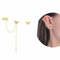 Brinco Piercing Borboleta banhado em ouro 18k