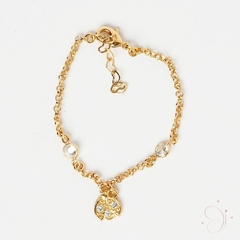 Pulseira Joaninha Zircônia Cristal 14cm banhado em ouro 18k - comprar online