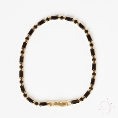 Pulseira Riviera Retangular Preto banhado em ouro 18k - comprar online