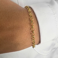 Pulseira Elo Português Fecho Boia banhado em ouro 18k - comprar online