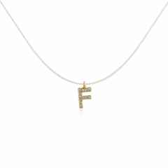 Colar Letra F Dourado Silicone folheado em ouro 18k