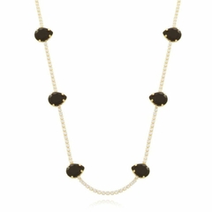 Colar Riviera Gotas Preto 36cm+10cm folheado em ouro 18k