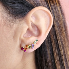 Brinco Ear Cuff Círculos Colors banhado em ouro 18k