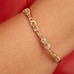 Bracelete Nó Cravejado Cristal banhado em ouro 18k