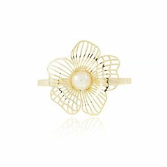 Bracelete Flor com Pérola 0,8mm banhado em ouro 18k - comprar online