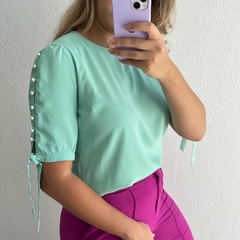 BLUSA CREPE PEROLAS MANGA - loja online