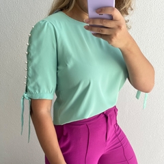 BLUSA CREPE PEROLAS MANGA