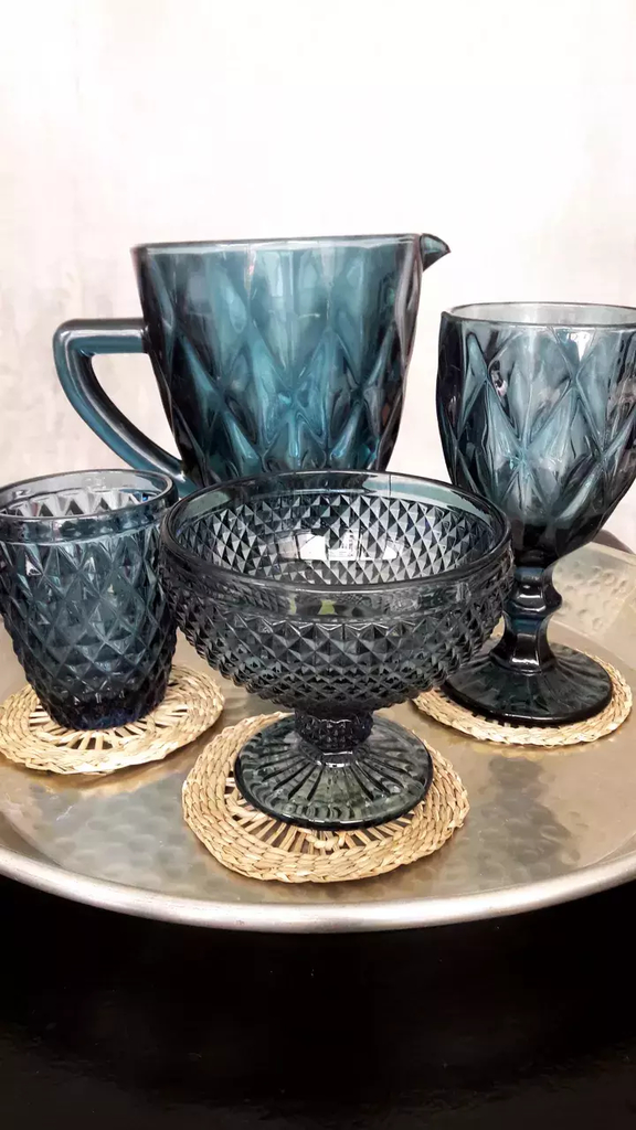 Vaso Labrado X6 Con Rombos De Vidrio Elegantes