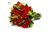 Buquê com 24 rosas vermelhas em folhagens de tango e ruscos, um presente luxuoso ideal para pessoa amada.