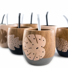 Mate hojas con bombilla madera calden - comprar online