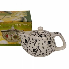 Tetera porcelana flores negras - comprar online