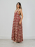 VESTIDO YOU FRESH MAXI MIDI ANIMAL PRINT AREIA & CEREJA - comprar online