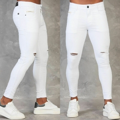 Calça Skinny white c/ joelho