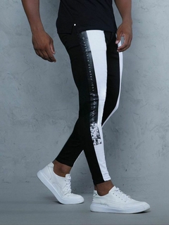 Calça Skinny Preta com Branco Elastano - EL BRABO