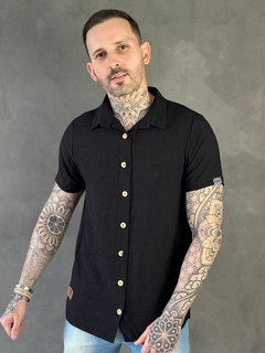 Camisa Slim linho Black