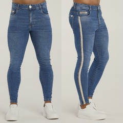 Calça skinny super elastano detalhe lateral 1164