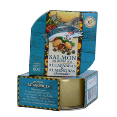 Salmón en aceite con alcaparras y almendra. Lata x 80 grs - Granjas Patagónicas - comprar online