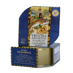 Trucha ahumada en aceite con castañas tostadas. Lata x 80 grs - Granjas Patagónicas - comprar online