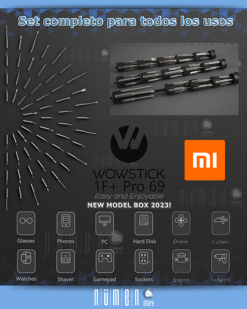 Destornillador Xiaomi Wowstick 1F Pro 1F + 56Bits destornillador eléctrico  de precisión Mini cuerpo de aleación sin cable 3 LED de luz de batería de  litio Power con para iPhone cámara del