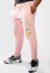 CW012p - Calça Jogger Moletom Prison Rosa Bordada