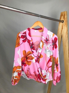 Blusa Floral Transpassada - loja online