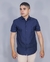 Camisa Manga Curta Individual Azul Marinho Slim Fit