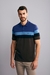 Polo Manga Curta Highstil Azul Medio e Marrom Classic Fit