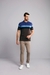 Polo Manga Curta Highstil Azul Medio e Marrom Classic Fit na internet