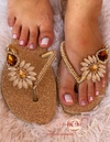 Chinelo Cocar Boho Dourado