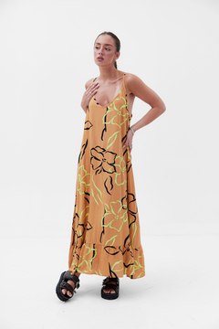 ART.823 MAXIVESTIDO BRETEL LINO ESTAMPADO - comprar online