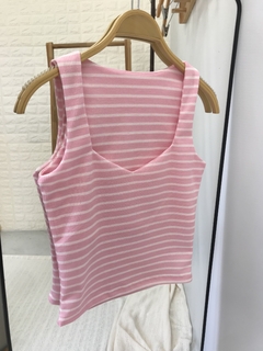 MUSCULOSA ESCOTE ESPEJO *WAFFLE RAYADO*