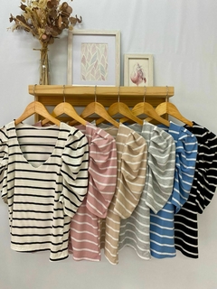 ART.236 REMERA V MANGA TABLAS *MORLEY RAYADO*