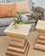 (JB) Nueva. Mesa auxiliar enchapada en combinación de madera con laca poliuretano. / 45 × 45 × 58
