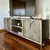 (ID) Mueble de Tv de madera forrado en cuero / 233x50x80