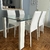 (ID) Juego de comedor: mesa con tapa de vidrio y 4 sillas de eco cuero blanco / 150 x 50 x 75 mesa 43 x 46 x 46,5/75 sillas