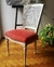 (MG) Cinco sillas esterilla blancas tapizadas en pana roja / 50 x 45 x 94