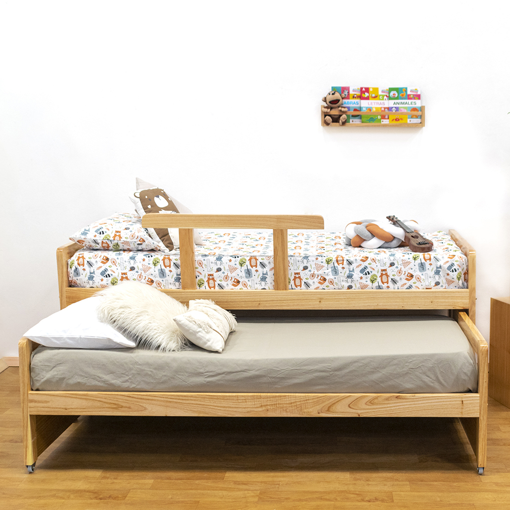 Baranda de cama de madera 90 cm largo